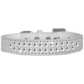 Mirage Pet Products Two Row Clear Jewel Croc Dog CollarWhite Size 18 720-06 WTC18